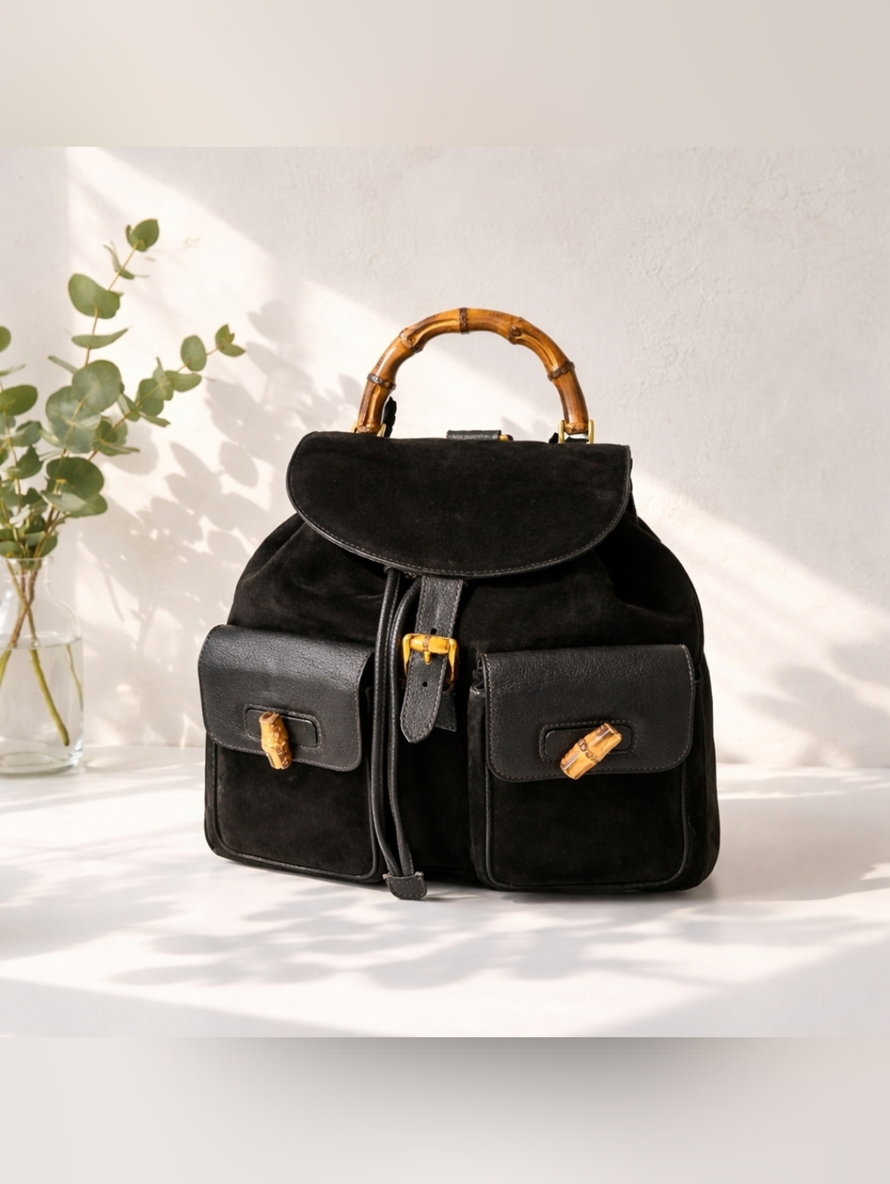 EUC Gucci Horsebit Leather And Suede Black Backpack